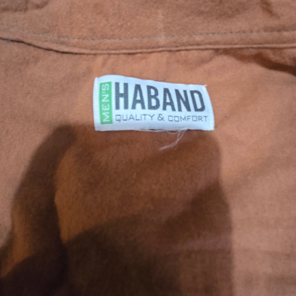 Haband Mens Flannel Shirt Long Sleeve Plaid Button Down Olive Green Red L - Picture 8 of 10